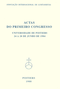 Capa para Actas do Primeiro Congresso da Associação Internacional de Lusitanistas: Universidade de Poitiers: 24 a 28 de Junho de 1984