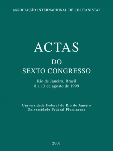 Capa para Actas do Sexto Congresso da Associação Internacional de Lusitanistas: Rio de Janeiro, 8 a 13 de agosto de 1999