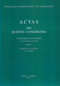 Capa para Actas do Quinto Congresso da Associação Internacional de Lusitanistas: Oxford, 1 a 8 de Setembro de 1996