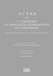Capa para Actas do Quarto Congresso da Associação Internacional de Lusitanistas: Universidade de Hamburgo : 6 a 11 de Setembro de 1993